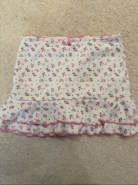 Katie J NYC White Skort with Pink Rose Print